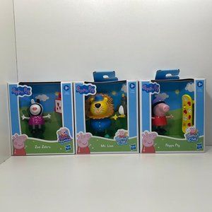 Peppa Pig Friends 3 Piece Bundle NWT Zoe Zebra, Mr Lion and Peppa pig